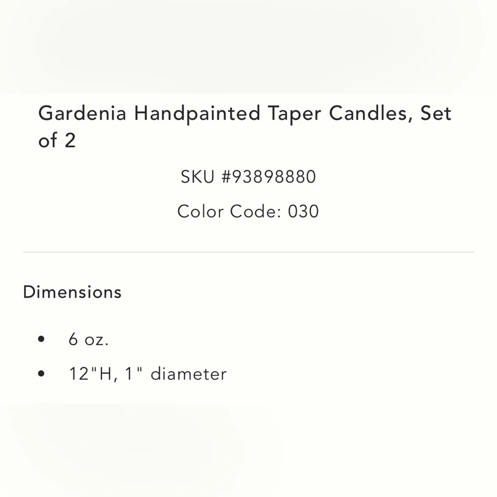 Anthropologie Gardenia Handpainted Taper Candles, Set of 2 in Green NEW - Picture 4 of 4